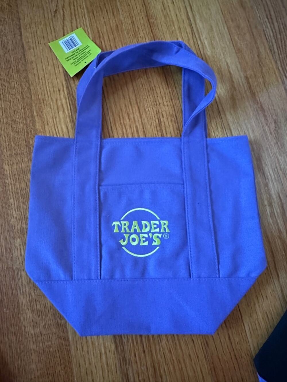 Trader Joes Mini Purple w Green Logo Canvas Halloween Tote Bag